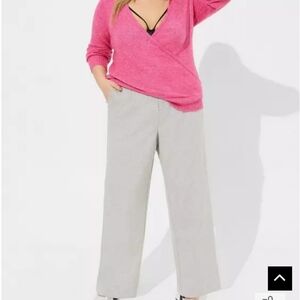 NEW Torrid Brushed Twill Grey Highrise Wide Leg Pants Sz 14 Short